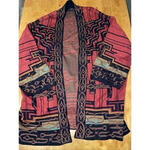 Peruvian Connection Pima Cotton Yasmin Kimono Sweater Aztec Boho Art XL